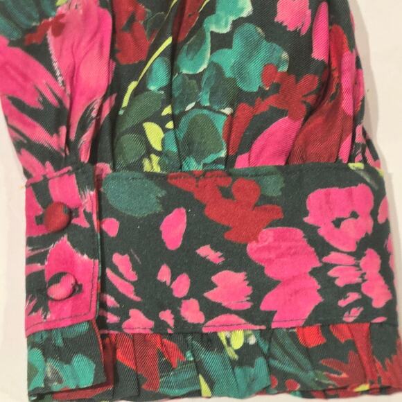 Vineyard Vines Ruffled Collar Silk Blend Floral Print Popover Top Blouse, Sz Med - Picture 4 of 8